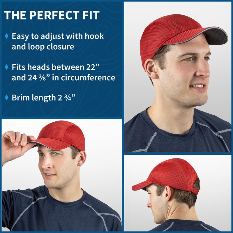 TrailHeads Performance Mens Running Hat - Lightweight, Quick Dry Workout Hats for Men - Athletic Sports Cap for Tennis, Gym Red - Image 5